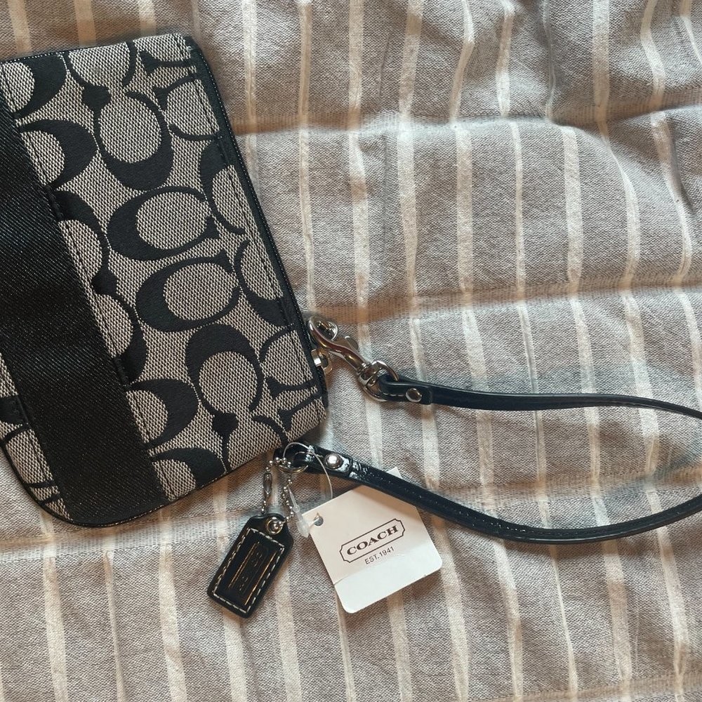 Black Coach Wristlet NWT